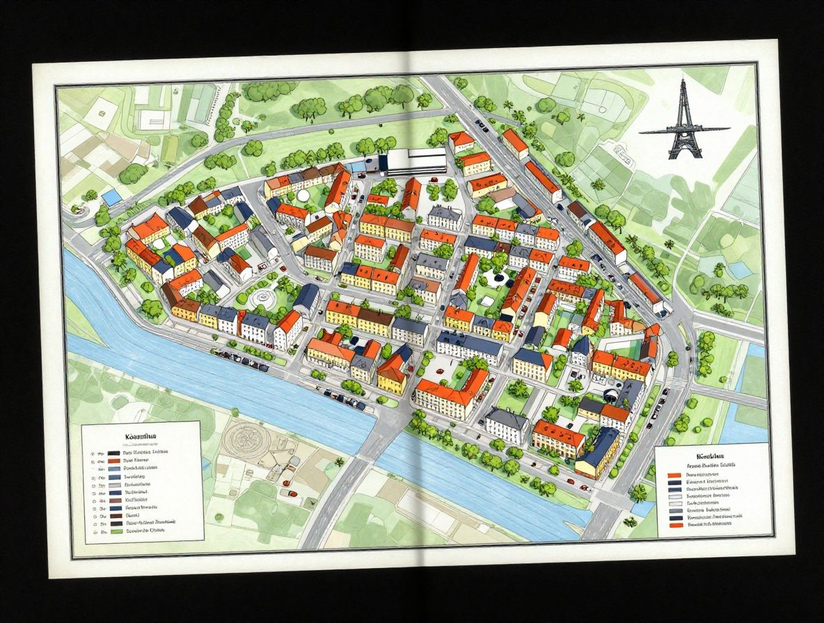 Grafická mapa s označením sídla Kovelum v Bratislave — abstraktný kartografický plán zobrazujúci ulice mestského centra Bratislavy s farebne vyznačenou polohou na Hlavnej ulici
